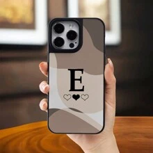 Alphabet Printed Phone Case With Groove, For Big Hole Camera, Compatible With Smartphone