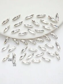 100入組4*15mm白色玻璃珠,適用於diy縫紉裝飾 - 白色 - 查看 1