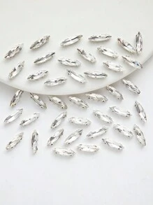 100入組4*15mm白色玻璃珠,適用於diy縫紉裝飾 - 白色 - 查看 3