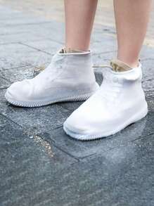 防水矽膠鞋套適合戶外雨雪天,耐用耐磨 - 白色 - 查看 1