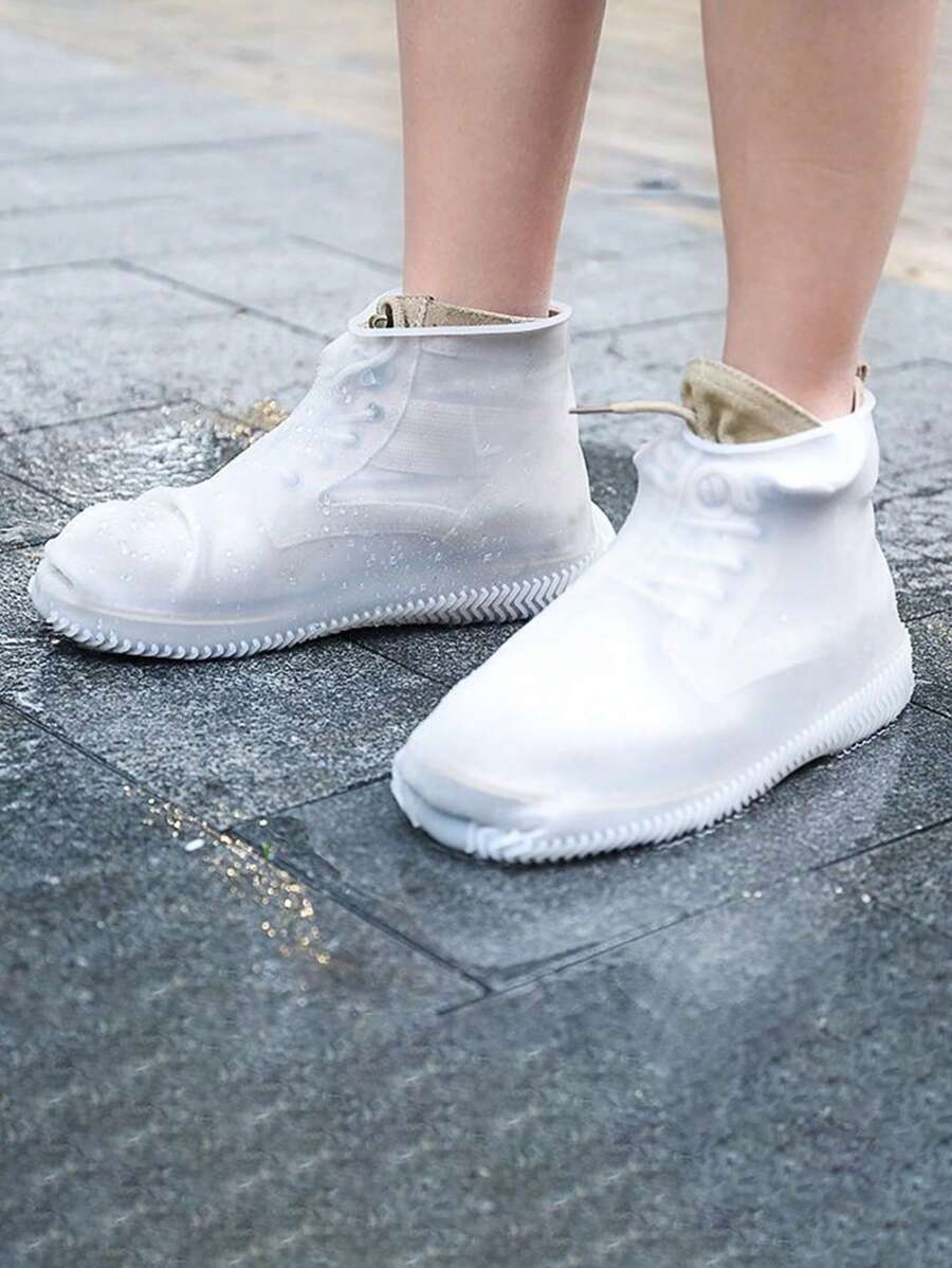 防水矽膠鞋套適合戶外雨雪天,耐用耐磨 - 白色 - 查看 1