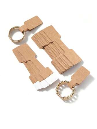 50/100 件可折叠纸质珠宝标签/标牌，适用于戒指包装