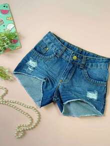 Tween Girls Denim Shorts - Medium Wash - View 3