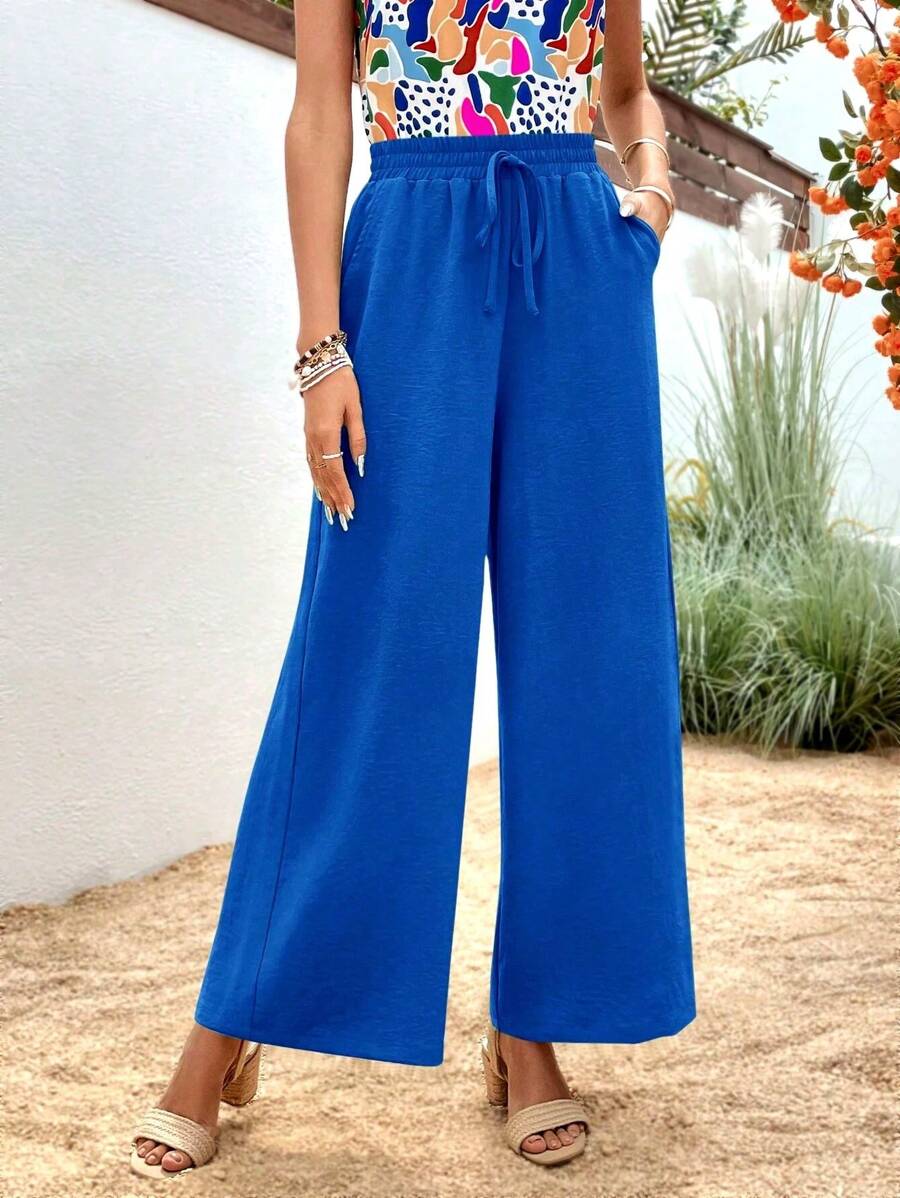 Women Pants - 寶藍色 - 查看 1
