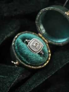 Stylever 1枚复古奢华方形装饰戒指，女士S925纯银精美首饰，女士派对/晚宴礼物 - 銀色 - 查看 6