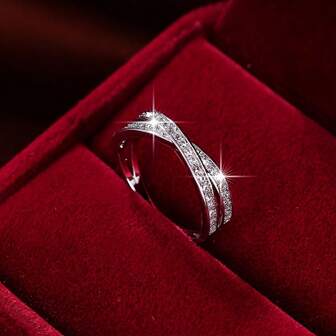 1pc Stainless Steel Simple Fashion Cubic Zirconia Ring For Women, Protective Amulet & Party Accessories, Gift For Festival And Birthday
