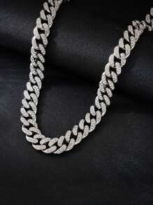 kuuioe 1 Miếng Châu Âu và Châu Mỹ Đường phố Lung linh Rhinestone đầy đủ Liên kết Chuỗi Vàng Vòng cổ/Vòng tay Không giới tính Đồ trang sức Dây chuyền Với Nhiều Kích thước - Bạc - Xem 7