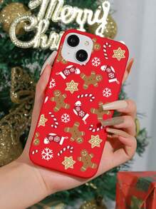 1pc Cartoon Gingerbread Man Printed Phone Case Compatible With IPhone - Multicolor - View 1