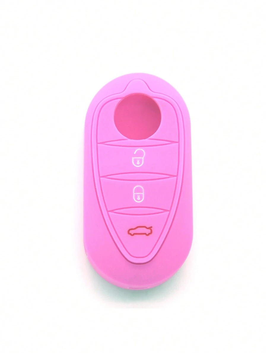 1pc Pink Silicone Car Key Cover Case For Alfa Romeo Mito Giulietta 159 Brera 4c 3 Button Flip Remote Key Fob Cv9267 - Pink - View 1