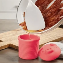 Creative Pig Shaped Silicone Bacon Grease Container, Grease Strainer And Storage For Kitchen - Pink - View 4