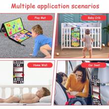 Christmas Decoration Foldable Baby Mirror Toy For Tummy Time, Sensory Toy With Black & White Contrast Patterns And Abc Letters, Suitable For 0-12 Months Infant, Double-Sided Mirror Fabric Book