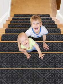 1 Pieza Alfombra Suave Para Escalones Con Patrón Variado, Alfombra De Escalera Autoadhesiva Y Antideslizante Con Absorción De Agua Para Proteger Tus Escaleras - Gris - Ver 11