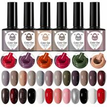 XEIJAYI 凝膠指甲油入門套裝6色黑白粉綠浸泡免擦芯片甲凝膠指甲油套裝適用於所有季節 - 彩色 - 查看 6