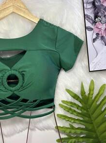 Women Tops - 墨綠色 - 查看 1