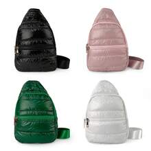 蓬鬆、毛絨、柔軟、毛絨蓬鬆冬季柔軟尼龍加墊吊帶包女式豪華絎縫吊帶包素色蓬鬆輕肩斜挎拉鍊郵差設計師包適合女孩、女士、大學生、菜鳥和白領，適合工作、辦公室、通勤、適合秋冬、暖冬 - 綠色 - 查看 9
