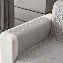 1/2/3座位布沙發套,防滑易穿戴沙發套,寵物保護沙發套,可摺疊客廳沙發墊套 - 灰色 - 查看 3