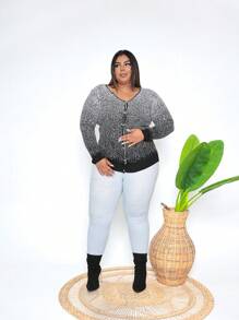 Plus Size Cardigans - Zwart - Bekijken 3