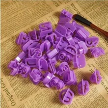 40 件字母、數字和符號形狀餅乾切割模具套裝,非常適合 Diy 烘焙、軟糖、餅乾、蛋糕裝飾印刷模具 - 藍色 - 查看 6