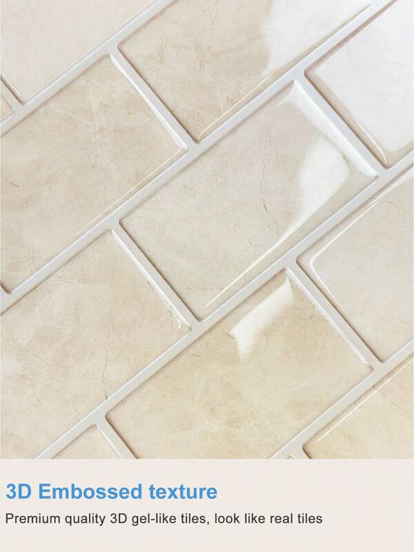 2Sheet Light beige marble Subway Tiles Peel and Stick Backsplash