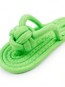 新款犬齒清潔玩具套裝,糖果色編織寵物咀嚼玩具 - 綠色 - 查看 3