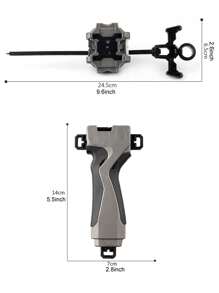 Gray Burst Spinning Top With Pull Cord Launcher And Handle - Grey - View 2