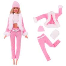 4 件套帽子、外套、上衣和裤子，适合 11.5 英寸娃娃、家居装饰 - 粉色 - 查看 1
