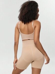 Bra And Tummy Control Panties Set, High Waist Butt Lift Shapewear - Apricot - View 4