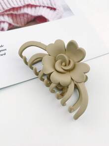 4pcs Ladies' Simple Matte Rose Shaped Plastic Hair Claw Clips For Daily Use - Multicolor - View 4