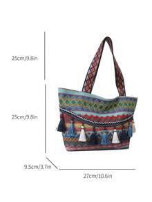 Bolso De Mano Minimalista Con Patrón Geométrico Y Color Sólido Para Mujer - Azul - Ver 4