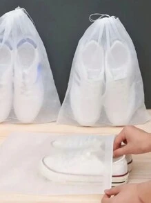 20 件便攜式無紡布抽繩鞋收納袋,防黃變乾,一次性旅行鞋收納袋,防塵 - 白色 - 查看 2