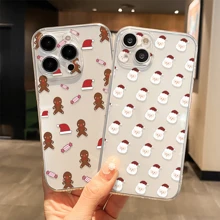 2入組滿佈雪人圖案的情侶聖誕節手機殼，相容於iPhone，具有透明啞質感和防摔相機保護 - 彩色 - 查看 2