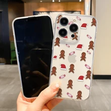 2入組滿佈雪人圖案的情侶聖誕節手機殼，相容於iPhone，具有透明啞質感和防摔相機保護 - 彩色 - 查看 3