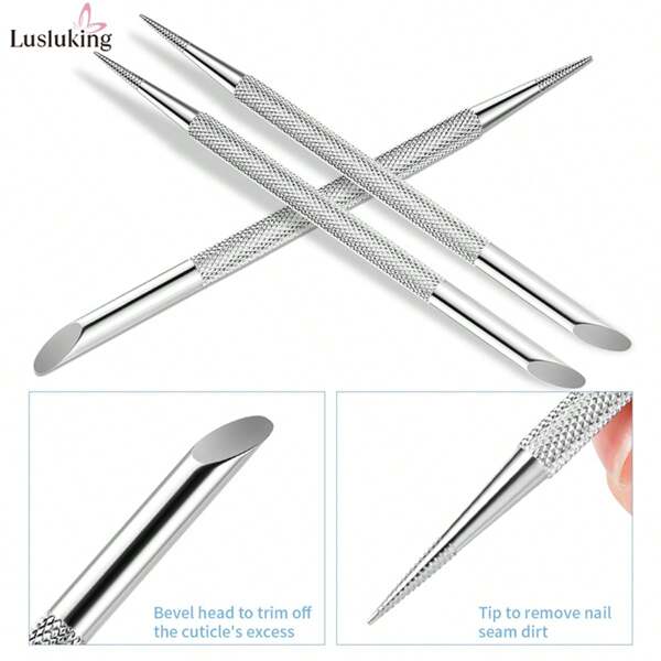 LUSLUKING 1 Pieza Herramienta De Acero De Doble Extremo Para Empujar Las Uñas Para Manicura, Removedor De Cutículas. Herramienta De Belleza Para Manicura Y Pedicura, Preparación De Uñas De Cuidado De Uñas Para Arte De Uñas.