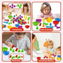 Juguetes de conteo con juegos de emparejamiento y tazones de clasificación - Actividades de aprendizaje preescolar de clasificación de colores, juguetes educativos Montessori - Regalo para niños, niñas y niños pequeños