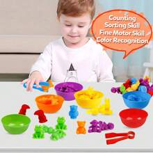 Juguetes de conteo con juegos de emparejamiento y tazones de clasificación - Actividades de aprendizaje preescolar de clasificación de colores, juguetes educativos Montessori - Regalo para niños, niñas y niños pequeños