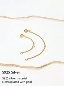 1入組6cm及1入組9cm粗面925銀鍍金伸縮鏈項鍊手鍊珠寶輔助增長功能diy配件,蕭邦鏈