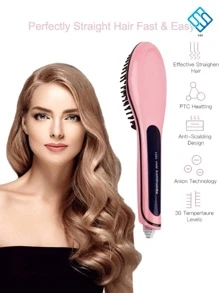 Cepillo Alaciador Para Cabello Peine Electrico Plancha De Ceramica Caliente Para Pelo Antiestatico Temperatura Ajustable Pantalla LED