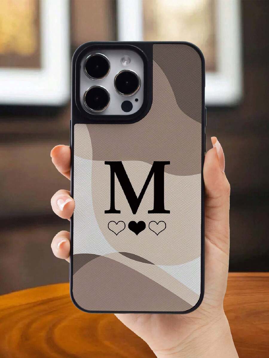 Alphabet Printed Phone Case With Groove, For Big Hole Camera, Compatible With Smartphone