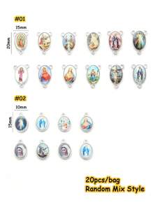 20pcs Enamel Cross Saint Mary Medal Links Connector Charm 3-Hole  Centerpiece Connection For DIY Jewelry Production For  Beads Necklace Making DIY Supplies Catholic Roman Cross Demon Protection Ghost Hunter