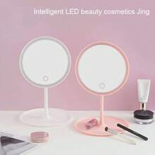 Espejo De Maquillaje Led, Smart Con Luz Ajustable De Tres Colores, Espejo De Cosmética Para Mesa Con Control Táctil Y Función Recargable - Blanco - Ver 4