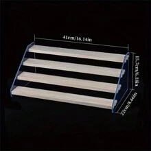 Wooden Stair Step Display Stand, Transparent Storage Rack, Model Display Shelf, Acrylic, Triangle Shaped - Clear - View 5