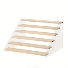 Wooden Stair Step Display Stand, Transparent Storage Rack, Model Display Shelf, Acrylic, Triangle Shaped - Clear - View 1