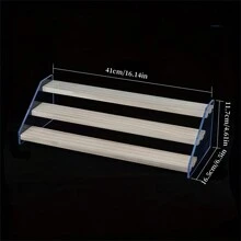 Wooden Stair Step Display Stand, Transparent Storage Rack, Model Display Shelf, Acrylic, Triangle Shaped - Clear - View 6