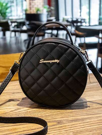 1 quilted black cute women's shoulder bag, classic hardware decoration mobile phone coin purse, dating shopping cross-body bag
