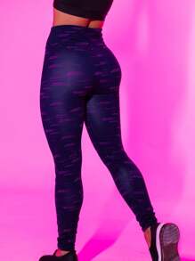 Women Sports Leggings - purple stripes - View 1