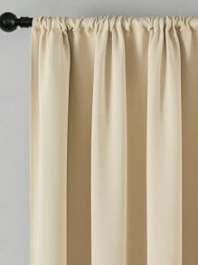 1pc Solid Color Polyester Blackout Curtains For Bedroom, Living Room, Balcony, Modern And Simple Design, Light Blocking, Sunscreen And Uv Protection, Ready To Hang - Beige - View 5