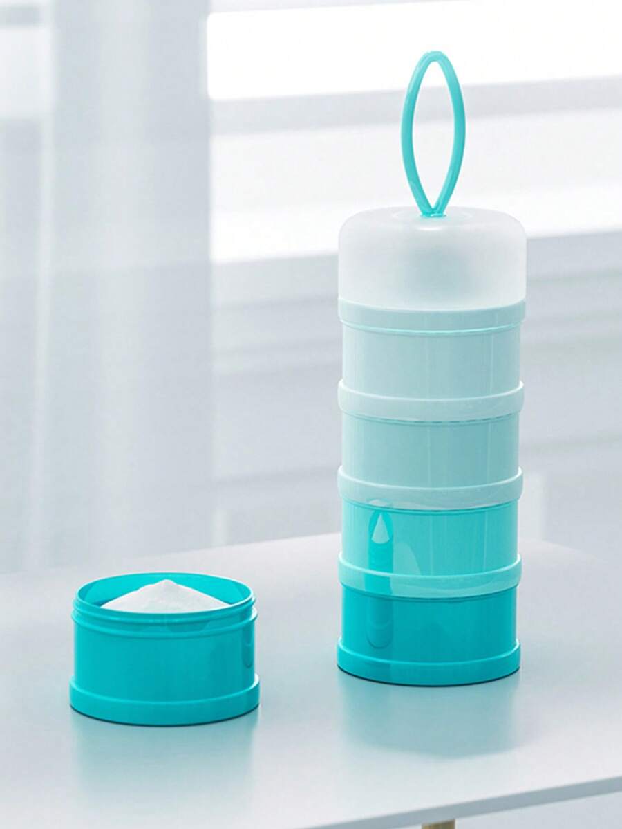 4层可堆叠婴儿配方奶粉分配器,便携式婴儿奶粉和零食储存容器,可用洗碗机清洗的可拆卸零食罐,适用于婴儿配方奶粉、谷物、燕麦片、水果、坚果 - 藍色 - 查看 1