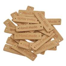 24入組矩形縫紉pu皮標籤 - 黃色 - 查看 1