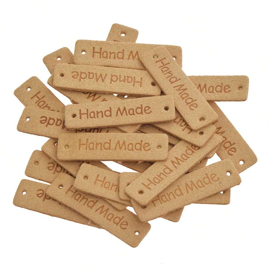 24入組矩形縫紉pu皮標籤 - 黃色 - 查看 1