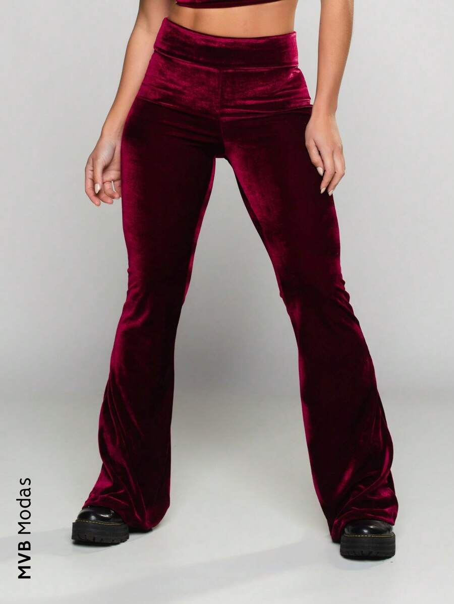 Women Pants - 酒紅色 - 查看 1